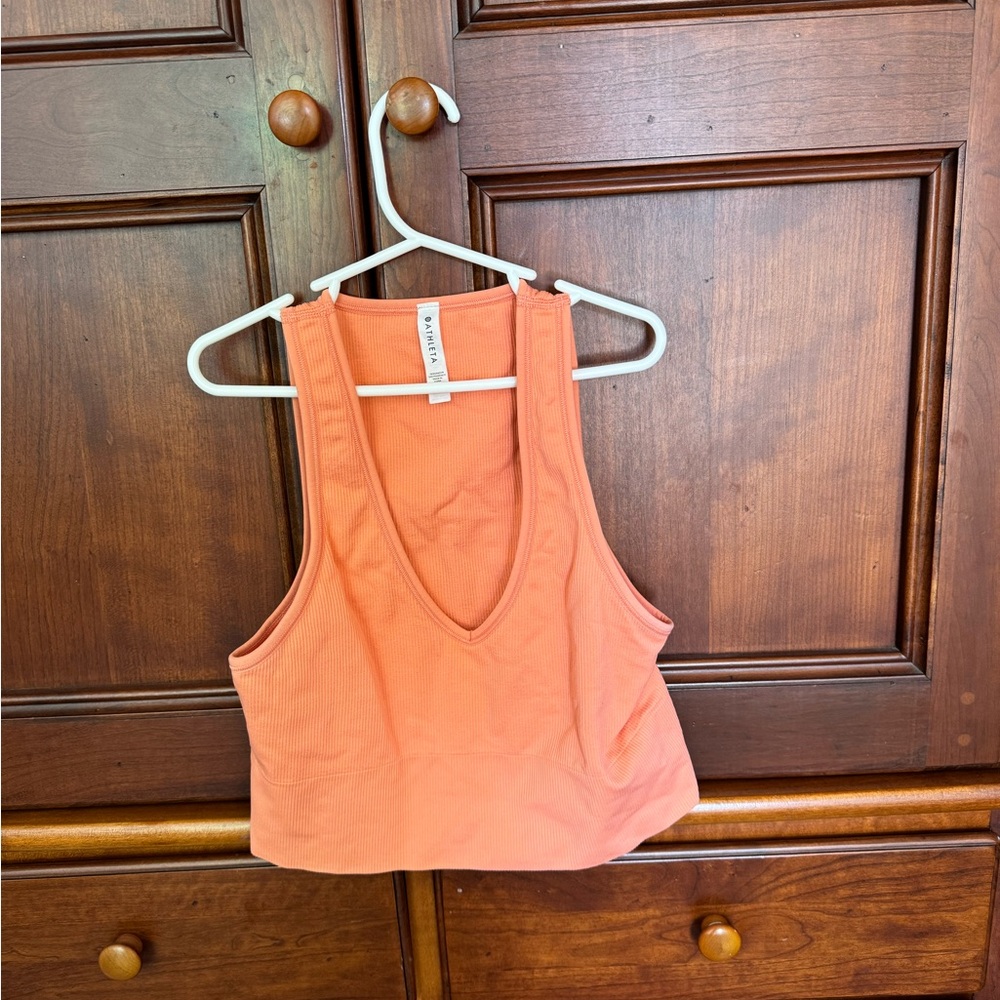 athleta orange ribbed seamless crop top